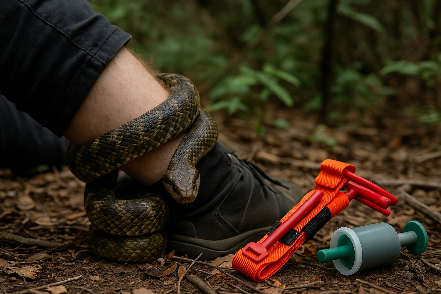 Pinned by a Snake During a Day-Trek? Emergency Tourniquet and Suction Gear to Buy Time