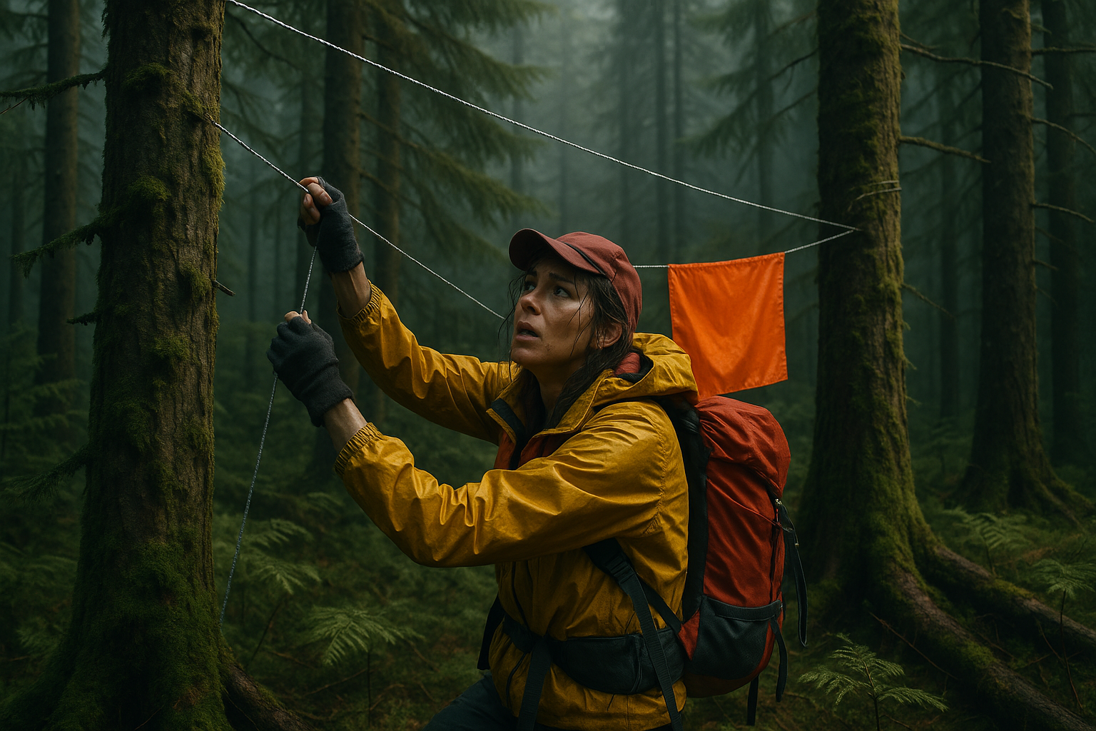 Lost Deep in Forests? Use the Reflective Clothesline and Bright Gear to Rig a Makeshift Signal Banner Visible from the Sky