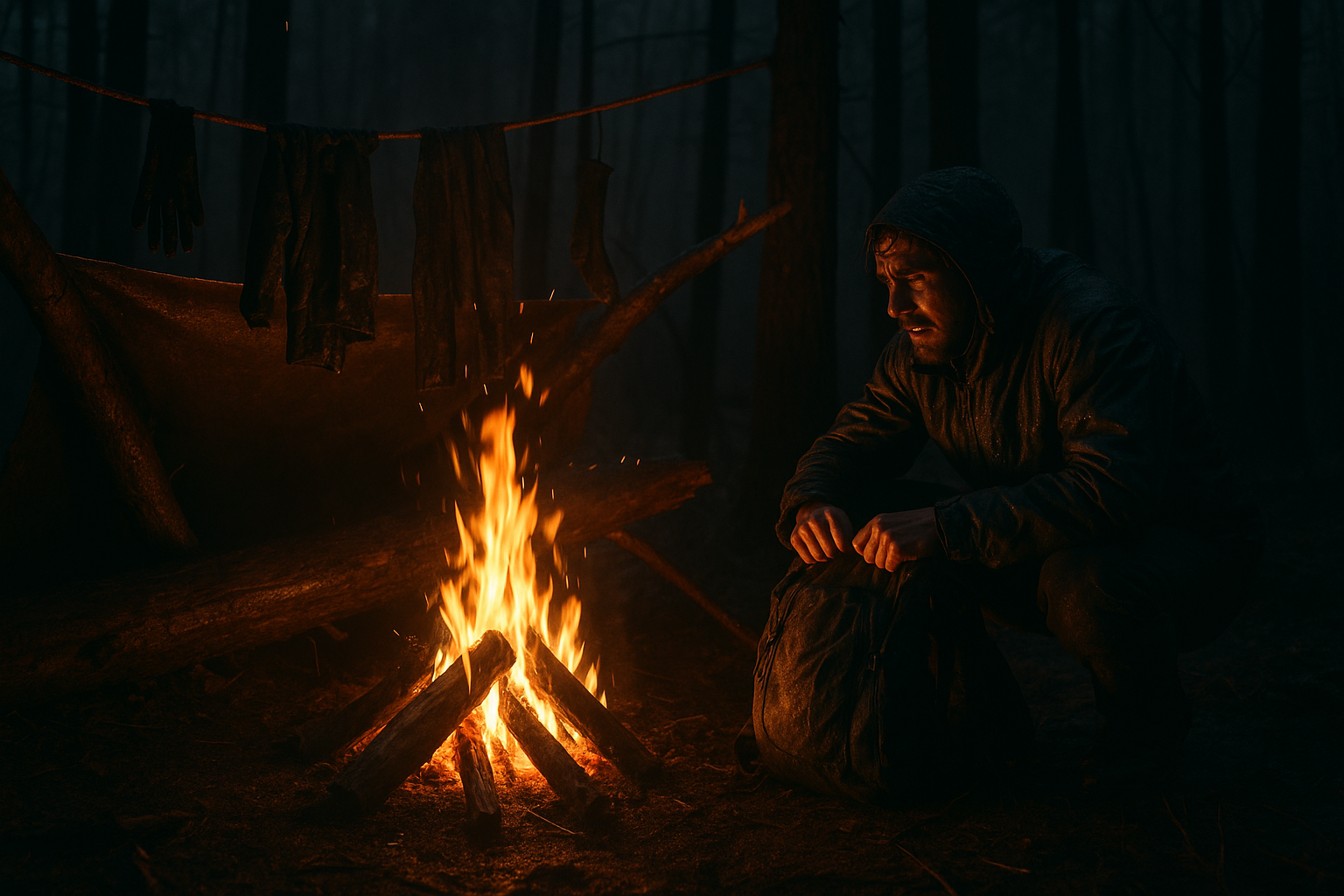 Critical Gear Wet? String the Clothesline Beneath a Campfire Reflector to Harness Heat for Emergency Drying Without Risk of Flames