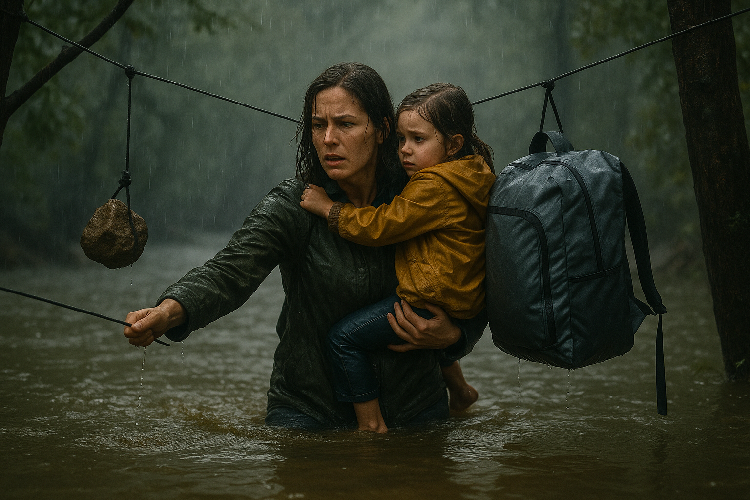 Floodwaters Rising? Improvise a Gear Suspension System Using the Clothesline and a Rock Counterweight to Keep Essentials Dry