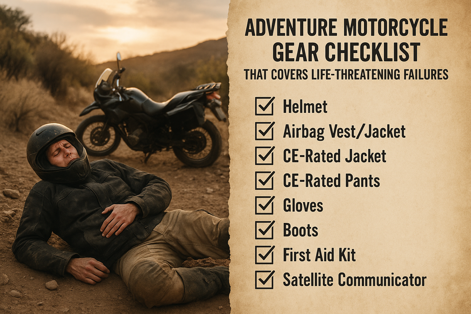 Adventure Motorcycle Gear Checklist That Covers Life-Threatening Failures