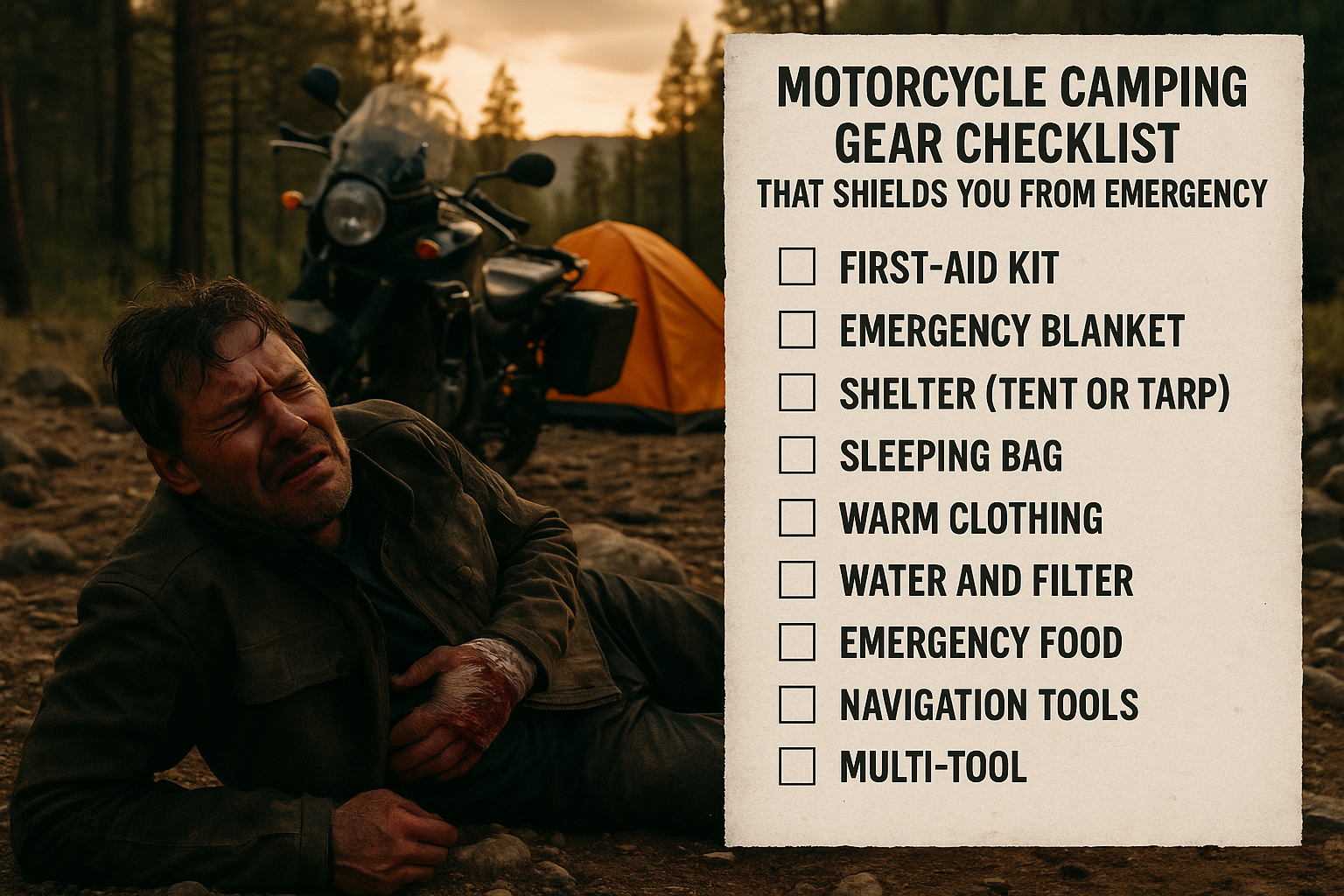 Motorcycle Camping Gear Checklist That Shields You From Emergency